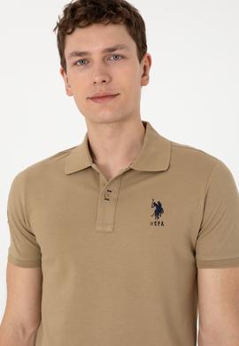 Erkek Slim Fit Polo Yaka Haki Basic Tişört - 50305929268