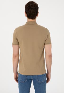 Erkek Slim Fit Polo Yaka Haki Basic Tişört - 50305929268
