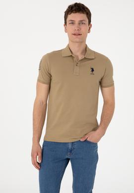 Erkek Slim Fit Polo Yaka Haki Basic Tişört - 50305929268