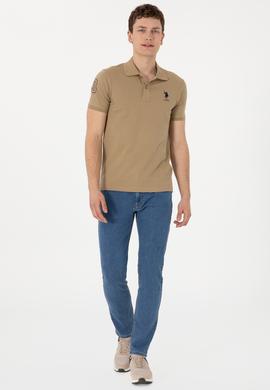 Erkek Slim Fit Polo Yaka Haki Basic Tişört - 50305929268