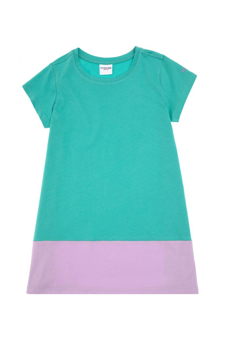 Kız Çocuk Mint Bisiklet Yaka Kısa Kol Örme Elbise - 50306268013