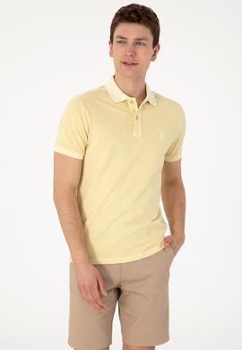 Erkek Slim Fit Polo Yaka Açık Haki Yıkamalı Basic Tişört - 50298053121