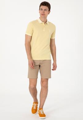 Erkek Slim Fit Polo Yaka Açık Haki Yıkamalı Basic Tişört - 50298053121