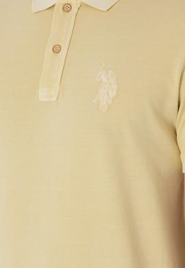 Erkek Slim Fit Polo Yaka Açık Haki Yıkamalı Basic Tişört - 50298053121