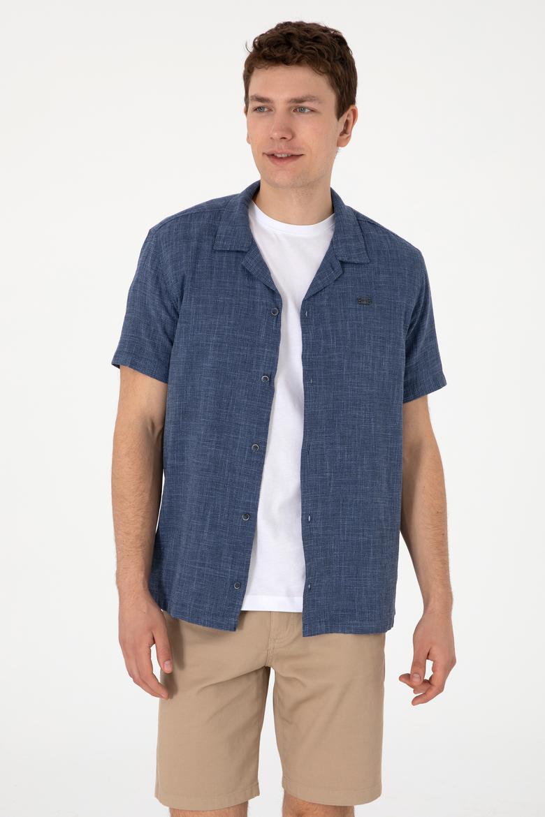 Erkek Lacivert Kısa Kollu Gömlek