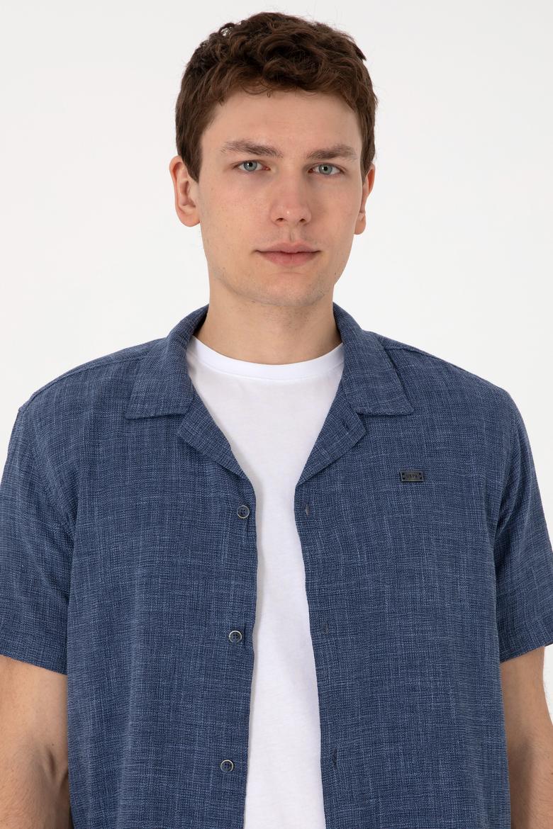 Erkek Lacivert Kısa Kollu Gömlek - 50302536009