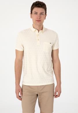 Erkek Slim Fit Polo Yaka Cepli Krem Dokulu Tişört - 50300036001