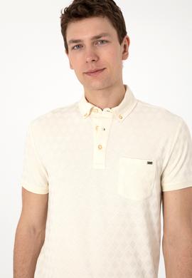 Erkek Slim Fit Polo Yaka Cepli Krem Dokulu Tişört - 50300036001