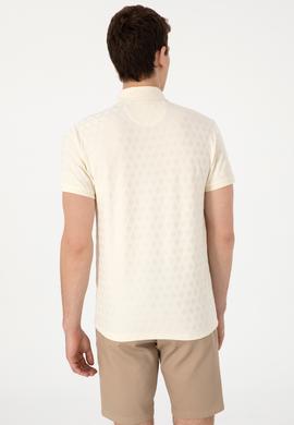 Erkek Slim Fit Polo Yaka Cepli Krem Dokulu Tişört - 50300036001