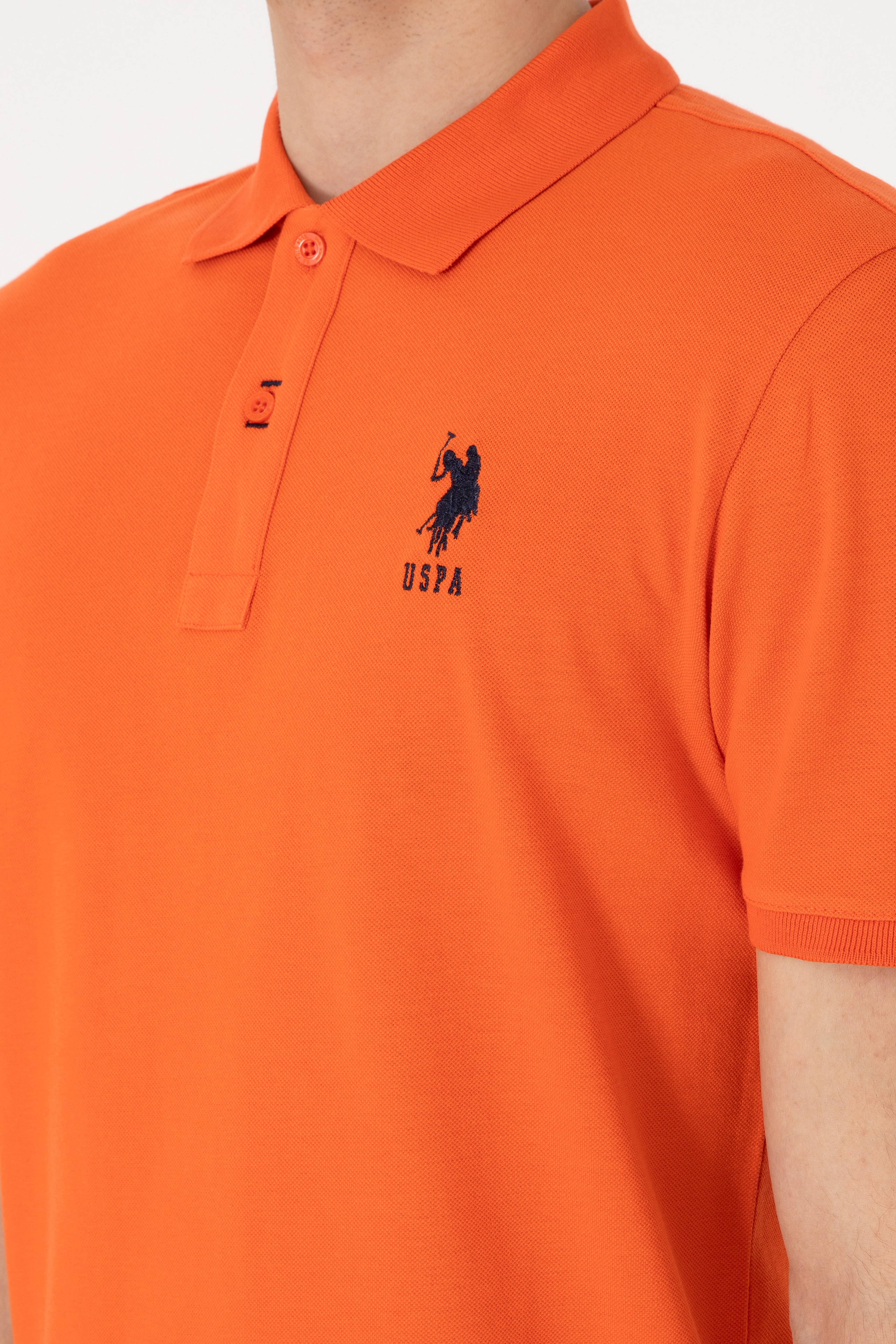 Erkek Slim Fit Polo Yaka Nar Çiçeği Basic Tişört - Image 7