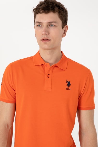 Erkek Slim Fit Polo Yaka Nar Çiçeği Basic Tişört