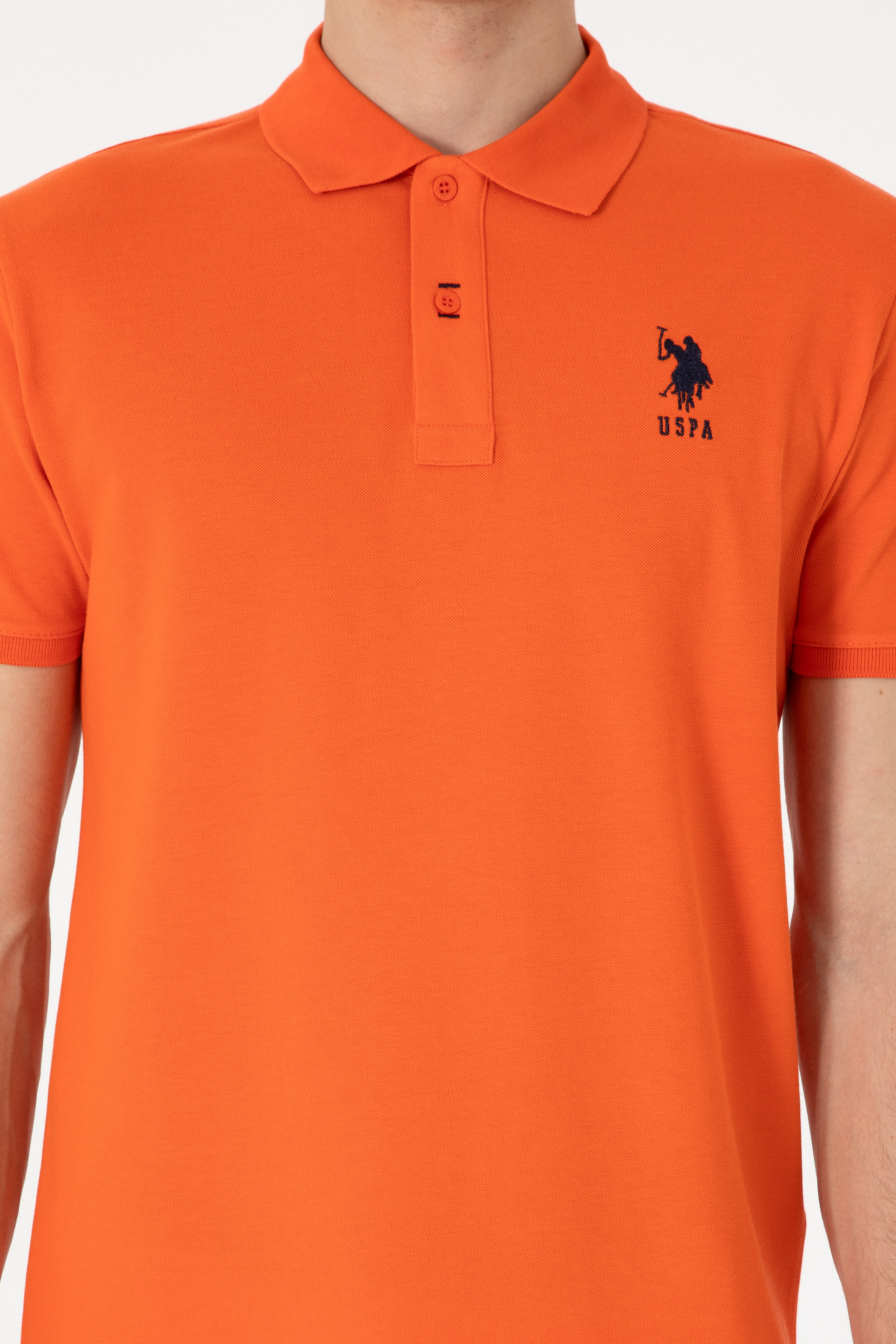 Erkek Slim Fit Polo Yaka Nar Çiçeği Basic Tişört