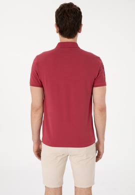 Erkek Slim Fit Polo Yaka Vişne Basic Tişört - 50305929278