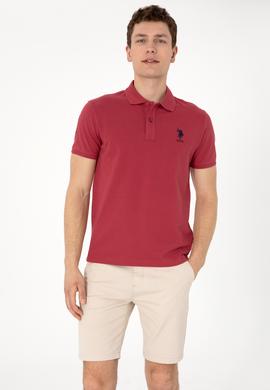 Erkek Slim Fit Polo Yaka Vişne Basic Tişört - 50305929278