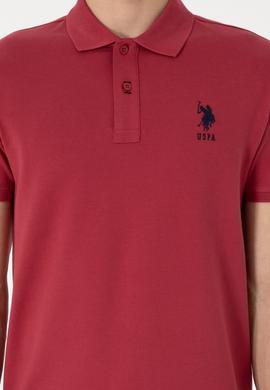 Erkek Slim Fit Polo Yaka Vişne Basic Tişört - 50305929278