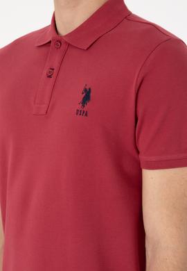 Erkek Slim Fit Polo Yaka Vişne Basic Tişört - 50305929278