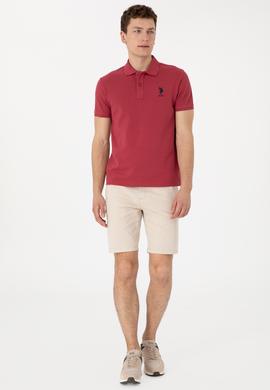 Erkek Slim Fit Polo Yaka Vişne Basic Tişört - 50305929278