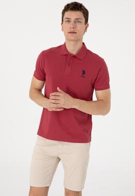 Erkek Slim Fit Polo Yaka Vişne Basic Tişört - 50305929278