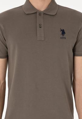 Erkek Slim Fit Polo Yaka Vizon Basic Tişört - 50305929196