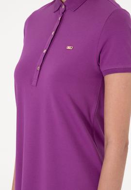 Kadın Menekşe Polo Yaka Mini Boy Örme Elbise - 50305853064