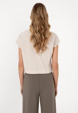 Kadın Taş Bisiklet Yaka Tişört - 50305720001