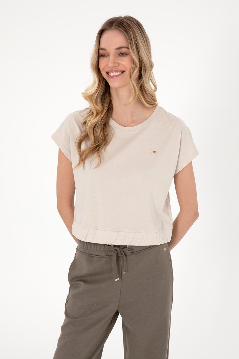 Kadın Taş Bisiklet Yaka Tişört - 50305720001