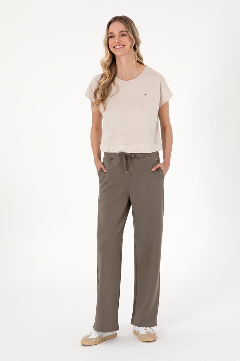 Kadın Taş Bisiklet Yaka Tişört - 50305720001