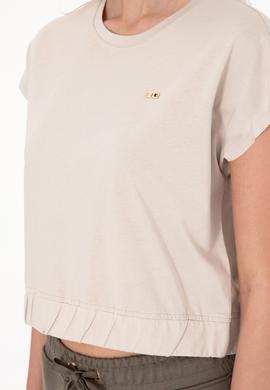 Kadın Taş Bisiklet Yaka Tişört - 50305720001