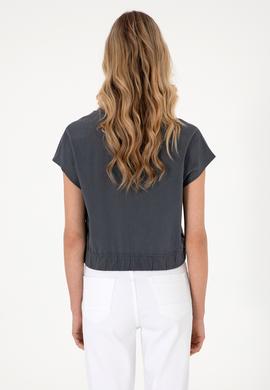 Kadın Antrasit Bisiklet Yaka Tişört - 50305720027