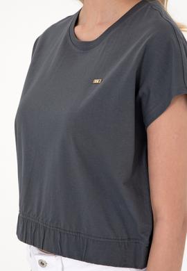 Kadın Antrasit Bisiklet Yaka Tişört - 50305720027