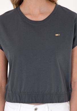 Kadın Antrasit Bisiklet Yaka Tişört - 50305720027