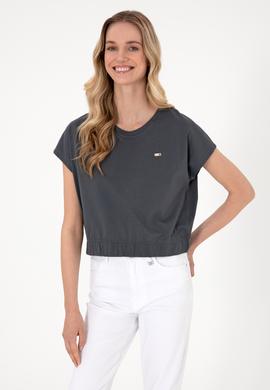 Kadın Antrasit Bisiklet Yaka Tişört - 50305720027