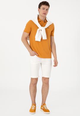 Erkek Regular Fit Polo Yaka Hardal Basic Tişört - 50306007296