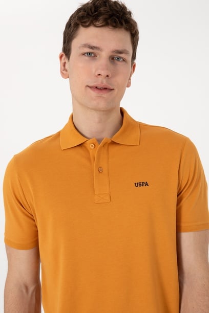 Erkek Regular Fit Polo Yaka Hardal Basic Tişört