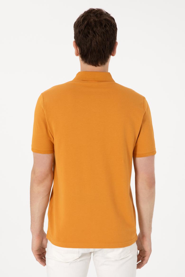 Erkek Regular Fit Polo Yaka Hardal Basic Tişört - 50306007296