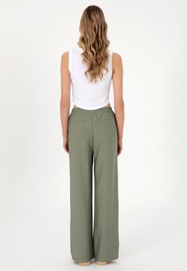 Kadın Koyu Haki Loose Relax Fit Kanvas Pantolon - 50309088030