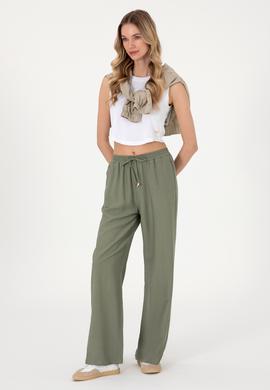 Kadın Koyu Haki Loose Relax Fit Kanvas Pantolon - 50309088030