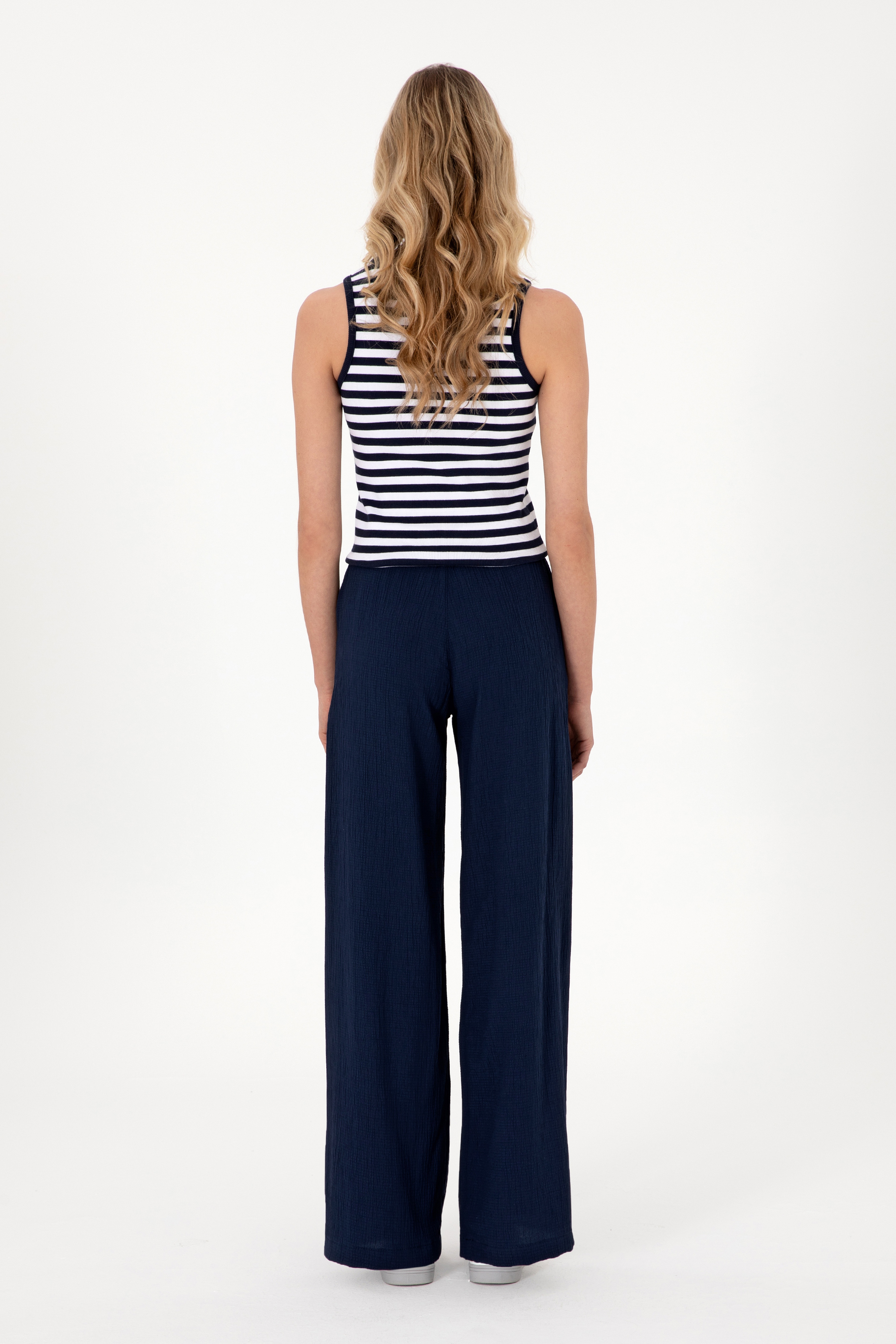 Kadın Lacivert Loose Fit Kanvas Pantolon