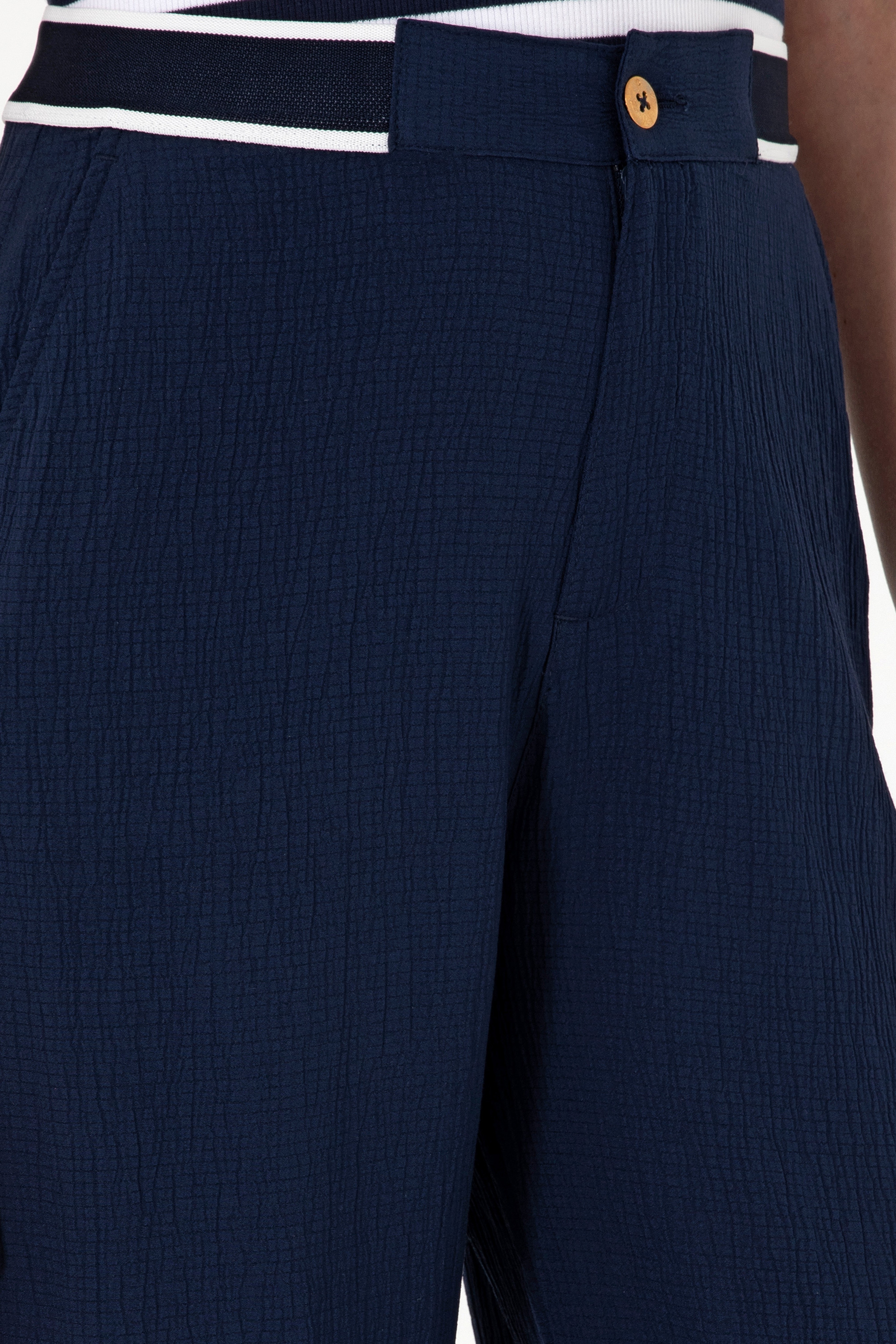 Kadın Lacivert Loose Fit Kanvas Pantolon - Image 5