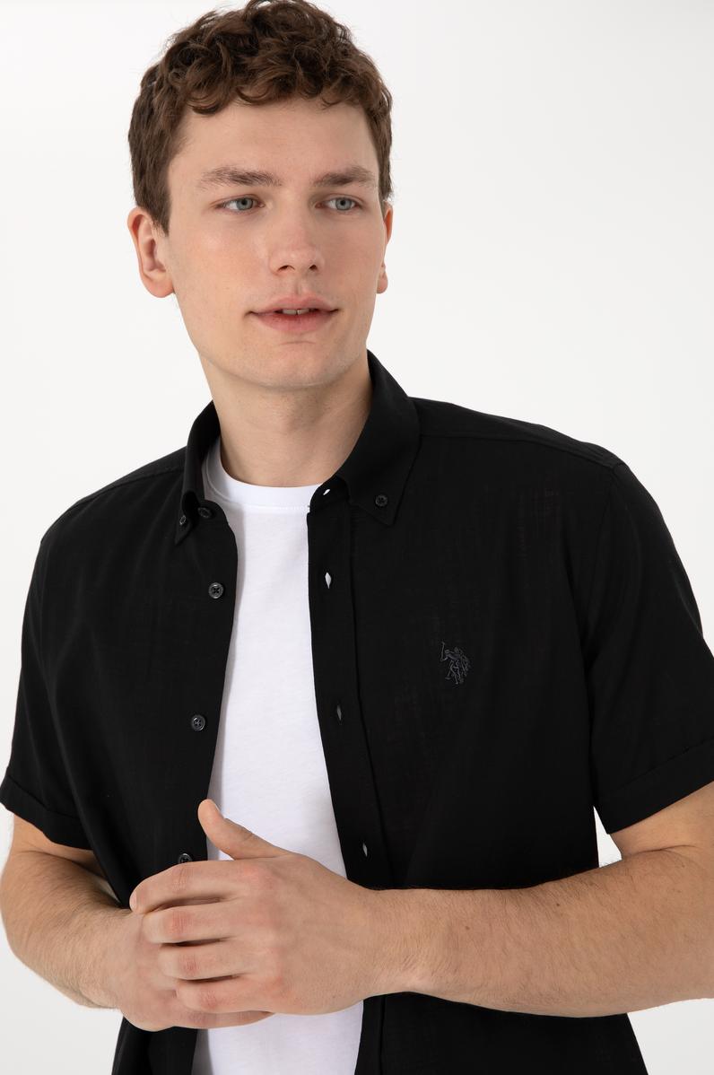 Erkek Siyah Kısa Kollu Gömlek