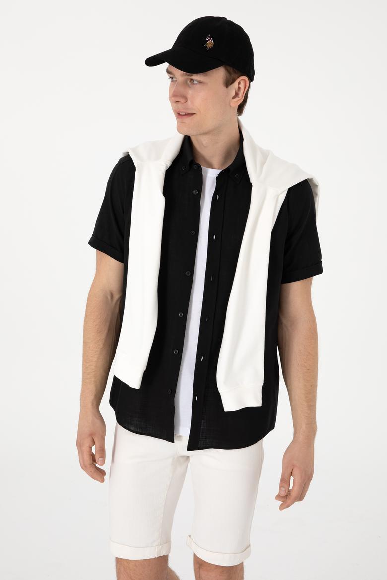 Erkek Siyah Kısa Kollu Gömlek - 50306324078