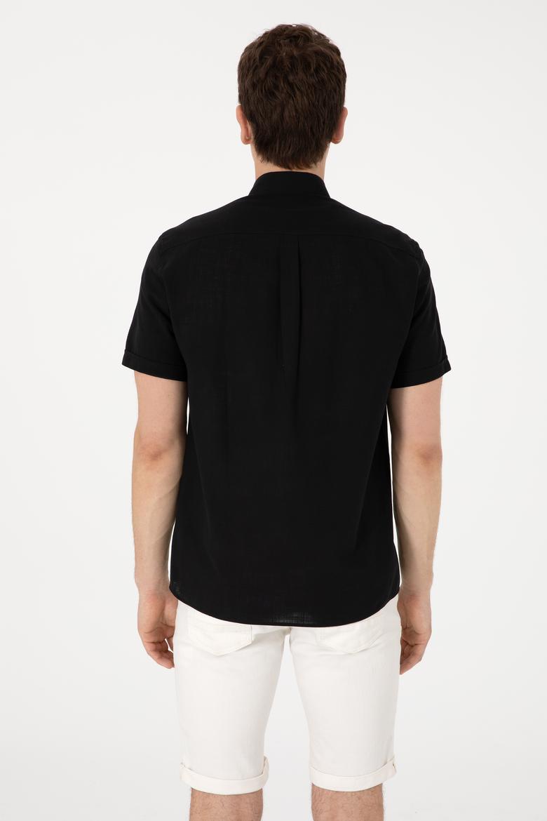 Erkek Siyah Kısa Kollu Gömlek - 50306324078