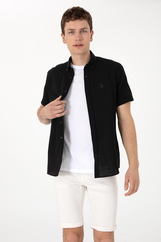 Erkek Siyah Kısa Kollu Gömlek