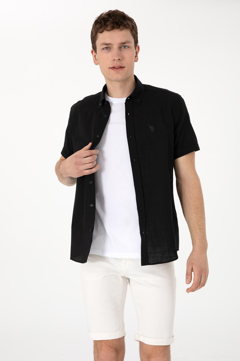 Erkek Siyah Kısa Kollu Gömlek