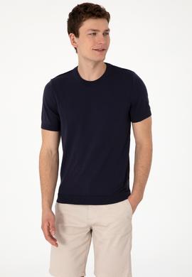Erkek Slim Fit Bisiklet Yaka Lacivert Kazak - 50299363006