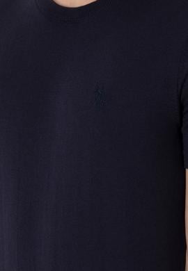 Erkek Slim Fit Bisiklet Yaka Lacivert Kazak - 50299363006