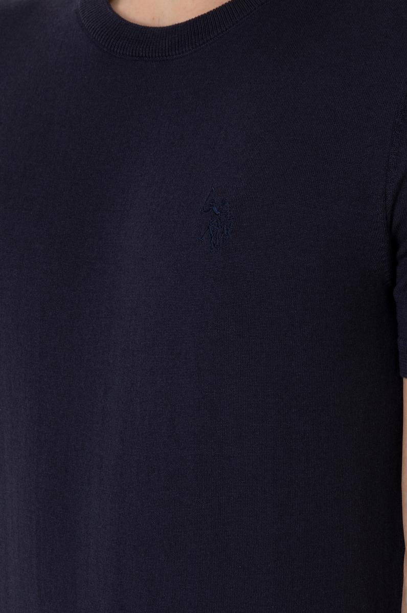 Erkek Slim Fit Bisiklet Yaka Lacivert Kazak