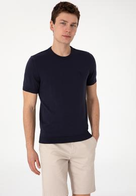 Erkek Slim Fit Bisiklet Yaka Lacivert Kazak - 50299363006
