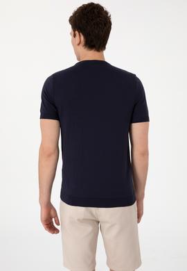 Erkek Slim Fit Bisiklet Yaka Lacivert Kazak - 50299363006