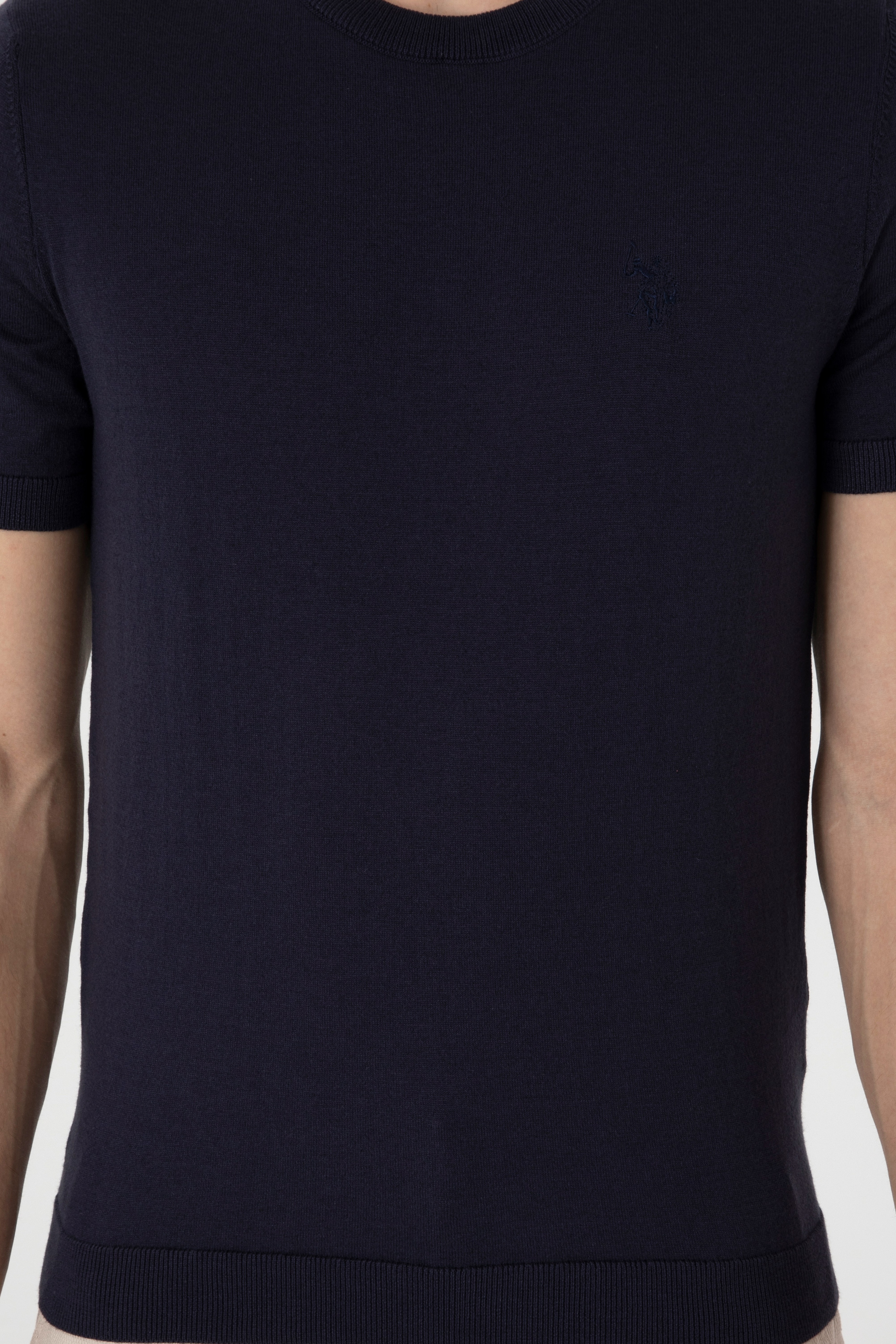 Erkek Slim Fit Bisiklet Yaka Lacivert Kazak